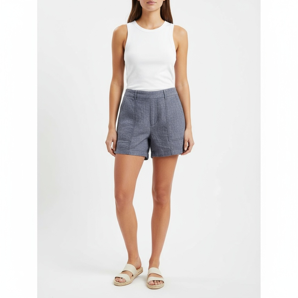 Ann Taylor Womens Shorts Size 14 Blue Linen Cotton‎ Blend Casual Summer